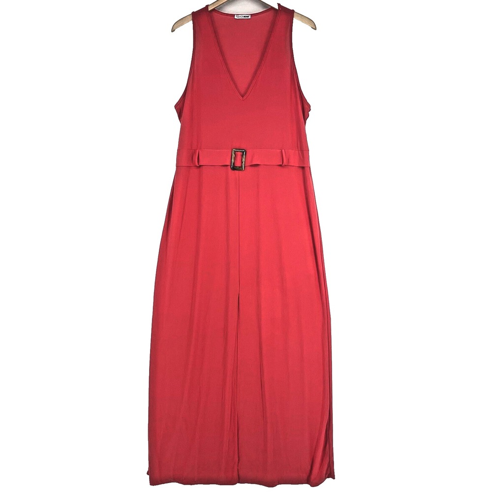 Belted Sleeveless Maxi Dress Plus Size 2X Hot Pink Fashion Nova Jersey Knit Slit